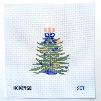 Chrismukkah Tree Printed Canvas 3 1/2” x 4” 18 Mesh SCT Designs (KCN) KCD1422