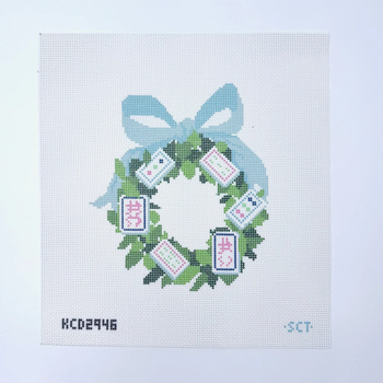 Mahjong Wreath Printed Canvas 6 3/4” x 8”,  13 Mesh SCT Designs KCD2946