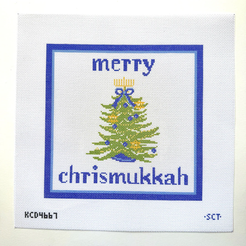 Merry Chrismukkah Pillow Printed Canvas 10" Square 13 Mesh SCT Designs KCD2946