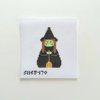 Green Face Witch Angel 3 1/2" X 2 1/4" 13 Mesh STITCH-ITs SI165170