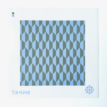 Hexagon - Blue/Green Printed Canvas 10 1/4” Square 13 Mesh Thorn Alexander (KCN)