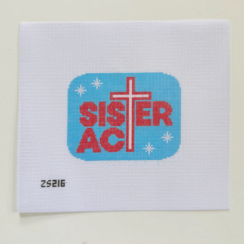 Sisters on Blue 5" X 4" 18 Mesh Ziggy Stitches