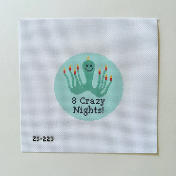 8 Crazy Nights Printed Canvas 4 1/10" Round 18 Mesh Ziggy Stitches