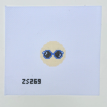 Sunnies Key Fob Printed Canvas 1 1/2” Round 18 Mesh Ziggy Stitches