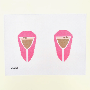 Espresso Martini Scissors Case Printed Canvas 8” x 4 1/2” 18 Mesh Ziggy Stitches