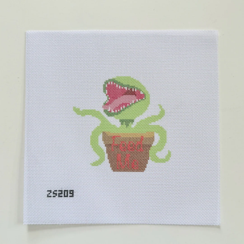 Feed Me Printed Canvas 4" X 4" 18 Mesh Ziggy Stitches