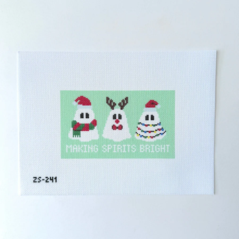 Making Spirits Bright Printed Canvas 5 3/4" x 3 1/2" 18 Mesh Ziggy Stitches