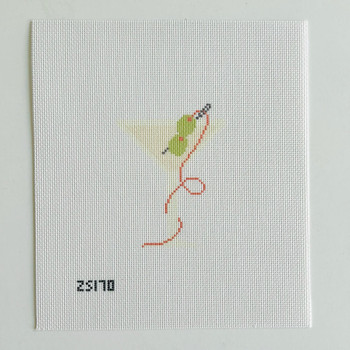 Needlepoint Martini Printed Canvas 3" X 3 3/4" 18 Mesh Ziggy Stitches