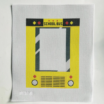 School Bus with Frame 8" X 10 1/4" 13 Mesh Ziggy Stitches