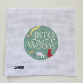 Slipper, Cow, and Hood on Green Into The Woods  4" X 4" 18 Mesh Ziggy Stitches