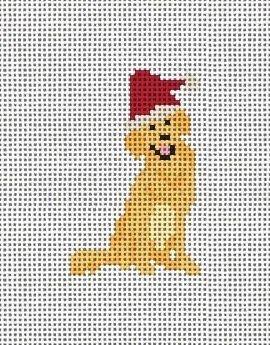 MCD44 Dog with Santa Hat 2x5 13 Mesh Mary Cam Designs