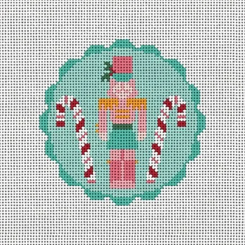 MCD46 Nutcracker with Candy Cane Round  4.5" 13 Mesh Mary Cam Designs