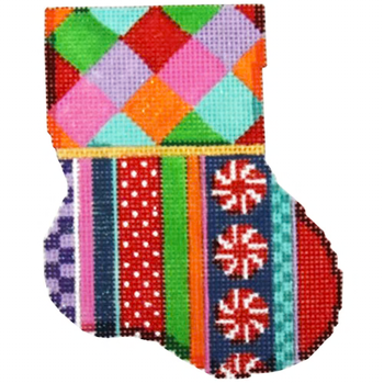 CT-1907 - Harlequin/Jolly Stripe Mini Sock 3.25 x 4.25 18 Mesh Associated Talents