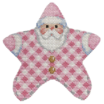 NTG TS378 - Baby Pink Gingham PJ Santa 4.25" x 4.25" 18 Mesh Two Sisters Designs