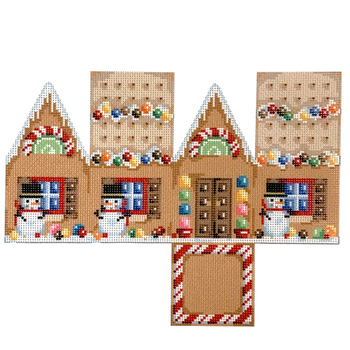 NTG TS391 - Marshmallow Snowmen Cottage 6" x 8" 18 Mesh Two Sisters Designs