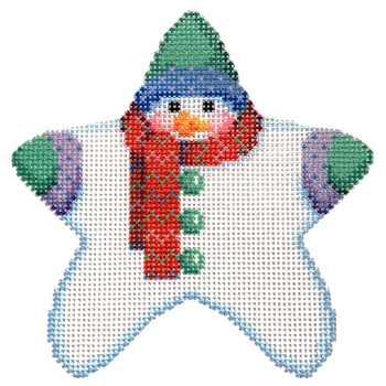 NTG TS420 - Star Shaped Snowman Red Chevron Scarf 4.25" x 4.25" 18 Mesh Two Sisters Designs