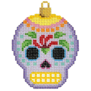 NTG TS438 - Sugar Skull Ornament/Purple 3" x 2.25"  18 Mesh Two Sisters Designs