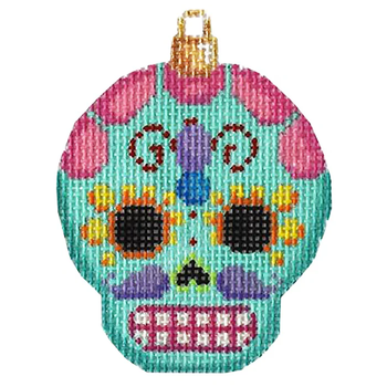 NTG TS441 - Sugar Skull Ornament/Turquoise 3" x 2.25"  18 Mesh Two Sisters Designs