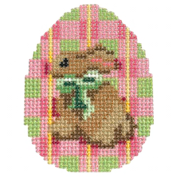 NTG TS445 - Tan Bunny/Pink Plaid Mini Egg 2.5" x 2" 18 Mesh Two Sisters Designs