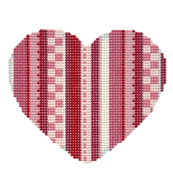 NTG TS474 - Multi Stripe/Pink Heart 3" x 3.5" 18 Mesh Two Sisters Designs
