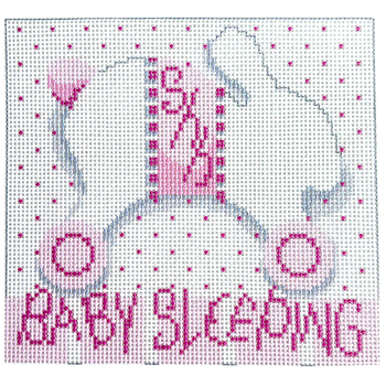 NTG TS565 - Baby Sleeping Bunny/Wheels Pink 3" x 3.5" 18 Mesh Two Sisters Designs