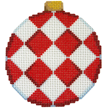 NTG TS606 - Red Harlequin Ball Ornament 3.5" x 3.25"  18 Mesh Two Sisters Designs