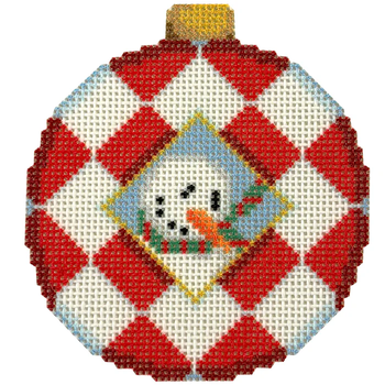NTG TS614 - Snowman/Harlequin Ball Ornament 3.5" x 3" 18 Mesh Two Sisters Designs