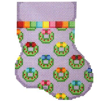 NTG TS869 - Wreaths Repeat Mini Sock 4.25" x 3.5" 18 Mesh Two Sisters Designs