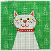 400 series:  T-429S White Cat Candy Whiskers 4 x 4 18 Mesh Tango & Chocolate Tatutina/Georgia Florena Shaban