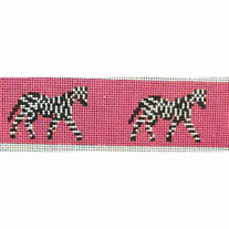 B546B Zebra Belt on Hot Pink 1.5” x 38“ 18 Mesh Kristine Kingston Needlepoint Designs