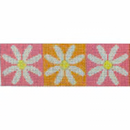 B547C Daisy Pink and Orange Purse Strap 2.5” x 38“ 18 Mesh Kristine Kingston Needlepoint Designs