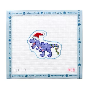 CHRISTMAS T-REX 2.8" x 3.4" 18 Mesh AC Designs