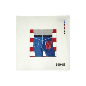 BORN IN THE USA 4" x 4" 18 Mesh BARGELLO NEEDLEPOINT