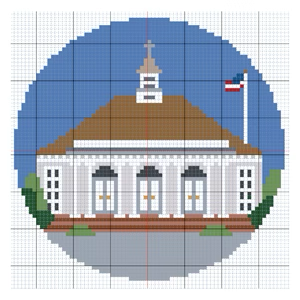 WATCH HILL CHAPEL 4" round 18 Mesh BARGELLO NEEDLEPOINT