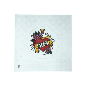 MOM TATTOO 3.625" x 3.625" 13 Mesh BATESWOOD NEEDLEPOINT