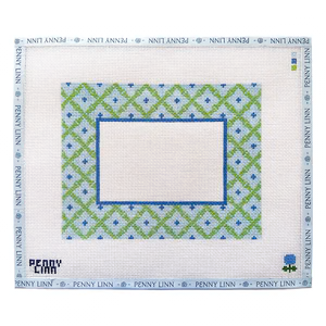 BAMBOO LATTICE PICTURE FRAME (4X6 PHOTO)7" x 9"  13 Mesh BLUE HYDRANGEA STITCHER