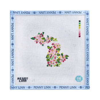 STATE FLOWERS - MICHIGAN 4" x 4 18 Mesh EVELYN HENSON