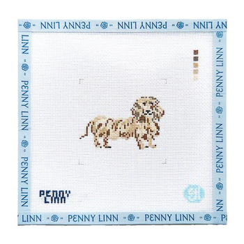 LONG HAIRED DACHSHUND 3" x 3" 18 Mesh EVELYN HENSON