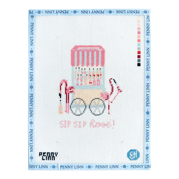 FLAMINGO ROSE CART 8" x 5" 13 Mesh EVELYN HENSON