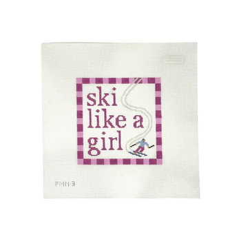 SKI LIKE A GIRL 5" x 5" 18 Mesh FORGET ME NOT NEEDLEWORKS