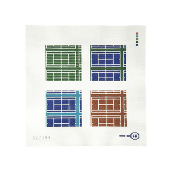 TENNIS COURTS OF THE WORLD - COASTERS 9" x 9" 13 Mesh FRANCES ABEL STUDIO
