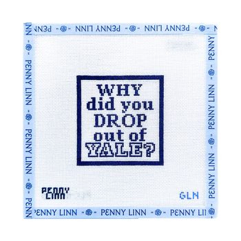 WHY DID YOU DROP OUT OF YALE? 3.5" x 3.3" 18 Mesh GRANDIN LANE NEEDLEPOINT