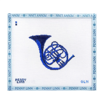 BLUE FRENCH HORN 3.56" x 4.61" 18 Mesh GRANDIN LANE NEEDLEPOINT