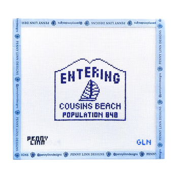 COUSINS SIGN 3.33" x 3.78" 18 Mesh GRANDIN LANE NEEDLEPOINT