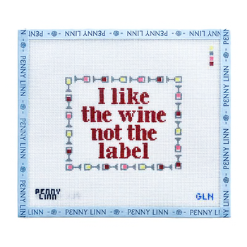 I LIKE THE WINE NOT THE LABEL 4" x 4.94" 18 Mesh GRANDIN LANE NEEDLEPOINT