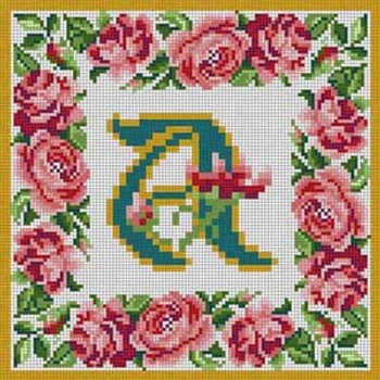 X-146 Letter A Rose Border Alphabet Treglown Designs