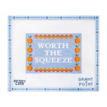 WORTH THE SQUEEZE  5" x 7" 13 Mesh GRANT POINT DESIGNS