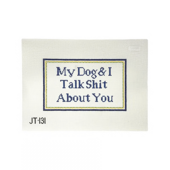 JT131 MY DOG & I5.2" x 8.4" 13 Mesh JUDY TASCH NEEDLEPOINT
