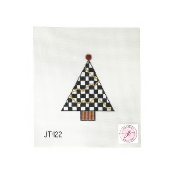 JT122 BLACK & WHITE TREE 4.5" x 4" 18 Mesh JUDY TASCH NEEDLEPOINT