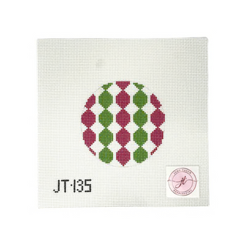 JT135 PINK/GREEN GEOMETRIC 4" x 4" 13 Mesh JUDY TASCH NEEDLEPOINT